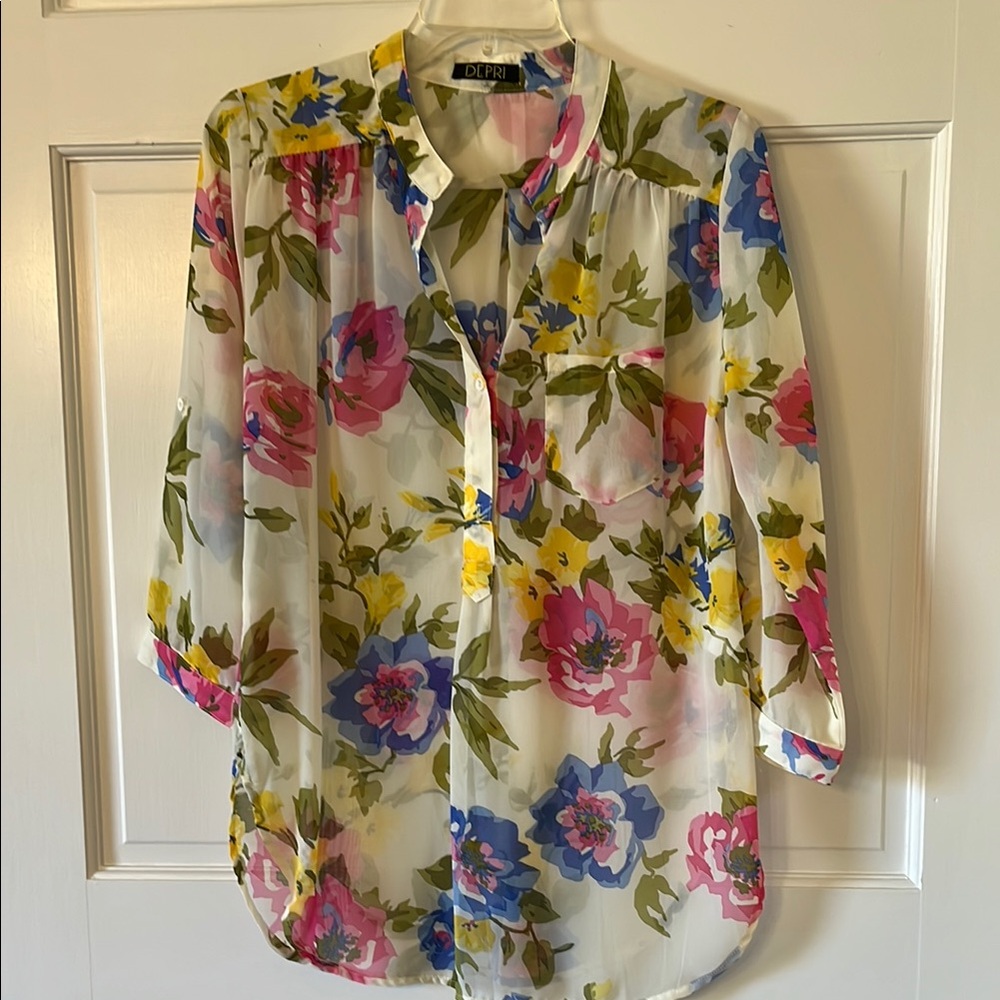 Floral Sheer Women's Top - Multicolor